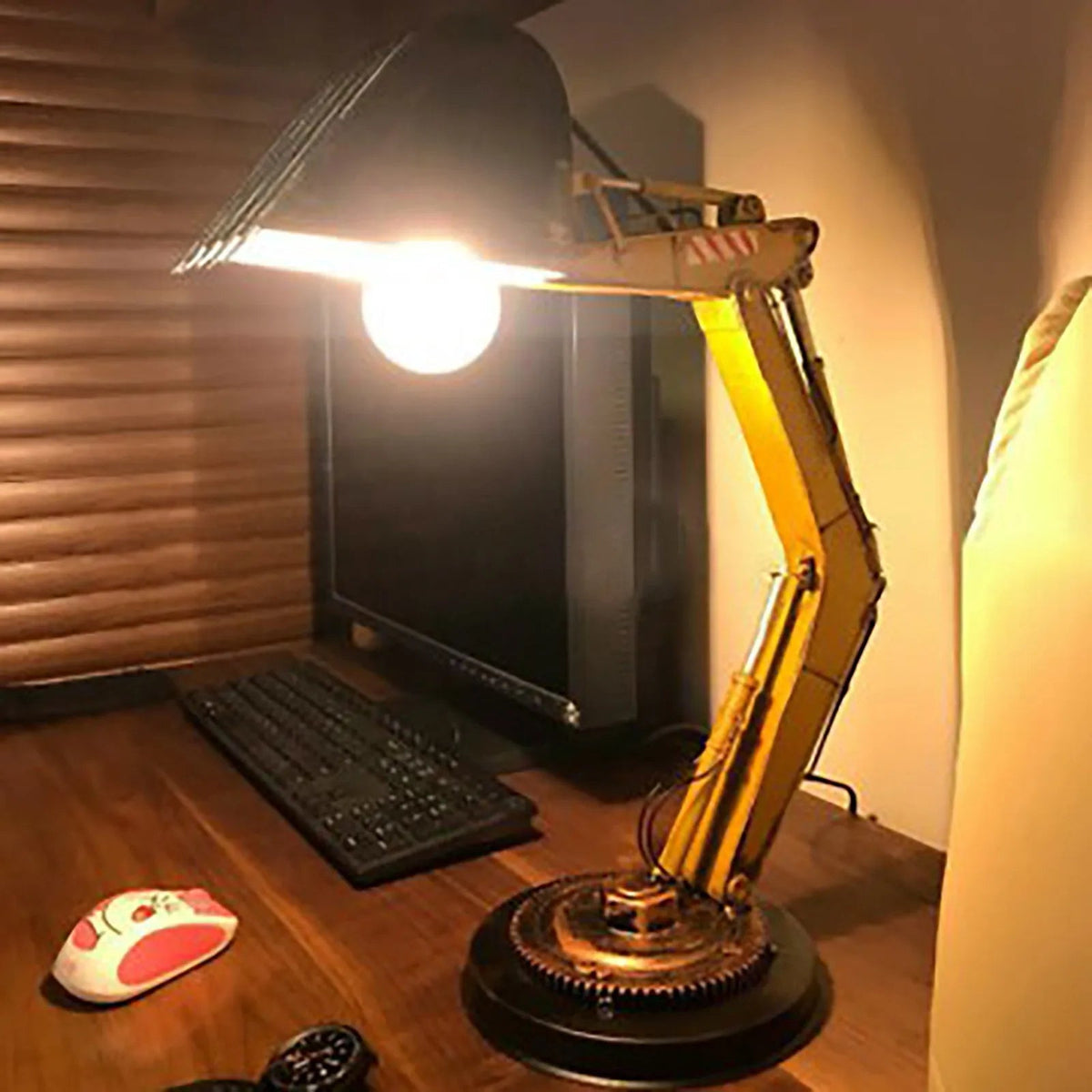Excavator LED Table Lamp - Creative Construction Vehicle Desk Light for Kids Bedrooms, Reading and Unique Decor