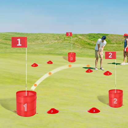 Backyard Golf Chipping Game – Portable Yard Golf Target Set with Pop-Up Buckets, Numbered Flags, Tee Markers & Carry Bag