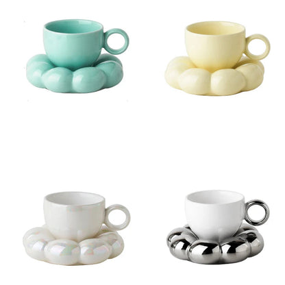Cloud Ceramic Cup & Saucer Set – Elegant Home Tea & Coffee Essentials