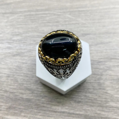 Obsidian S925 Silver Ring – Black Gemstone Jewelry for Men and Women, Symbolic, Elegant, and Perfect for Gifts or Occasions