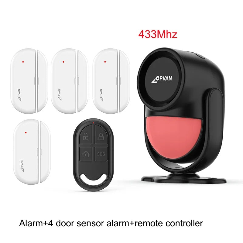 Wireless Motion Detector Alarm System – Home Security Sensor with Door Alarm, Remote Control, and Burglar Protection