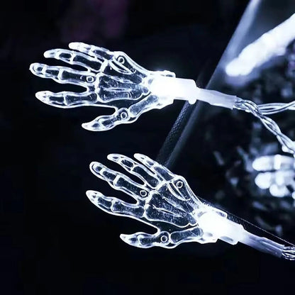 Halloween Skull Hands LED String Ghost Lights – Indoor and Outdoor Festive Lighting with for Haunted House or Party Decor