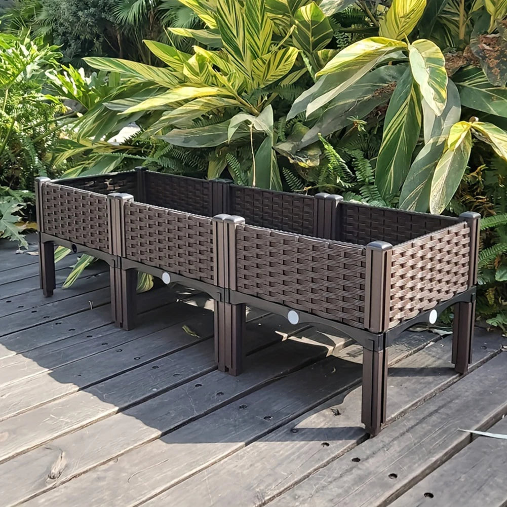Plastic Raised Planting Container with Drainage – Elevated Propagation Box for Growing Vegetables, Fruits, Flowers & Fresh Culinary Herbs