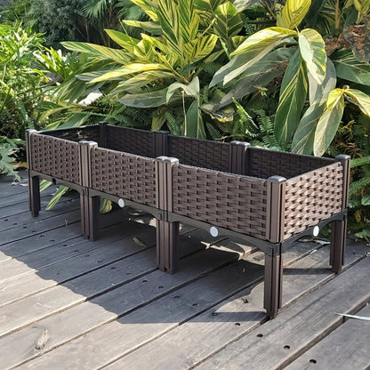 Plastic Raised Planting Container with Drainage – Elevated Propagation Box for Growing Vegetables, Fruits, Flowers & Fresh Culinary Herbs