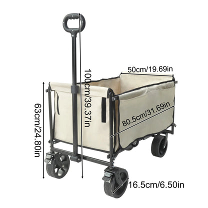 Heavy-Duty Folding Outdoor Camping Cart – Extended Trailer Puller for Campsites, Markets, Stalls, and Travel Gear Transport