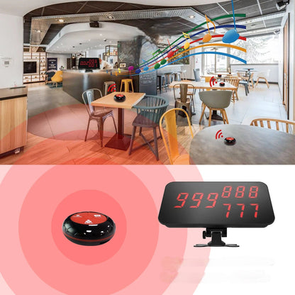 Restaurant Wireless Calling System with 10 Buttons – 3-Key Table Pager and 3-Digit Display for Fast Customer Service
