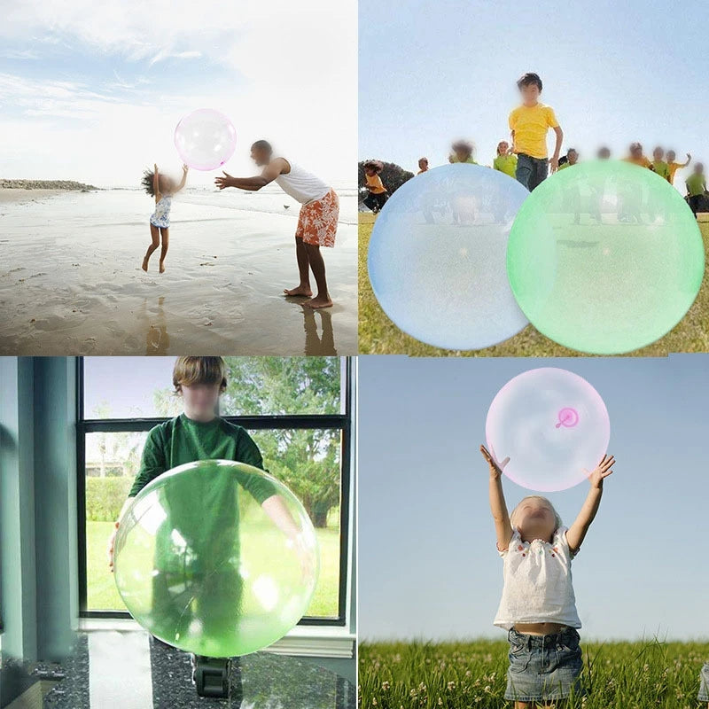 Large Water-Filled Bouncy Ball - Transparent 130x40cm Outdoor Toy for Kids - Birthday Fun, Splash Play & Non-Leak Design