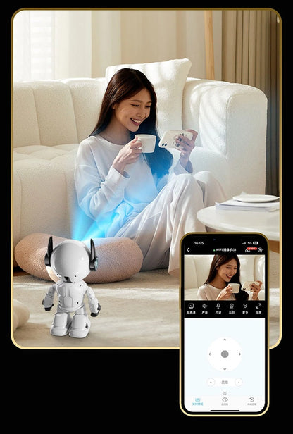 Smart WiFi Security Robot Camera – 5MP Night Vision Baby Monitor with Two Way Auto Tracking