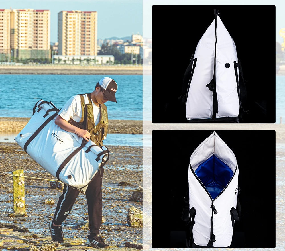 Goture Monster Fish Cooler Bag - Insulated, Leakproof Saltwater Bag with Drain Plug for Sea Fishing & Outdoor Travel