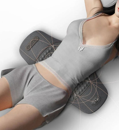 Lumbar Support Massage Pillow – Ergonomic Electric Waist Cushion with Heat and Vibration for Back Relief, Relaxation, and Daily Comfort