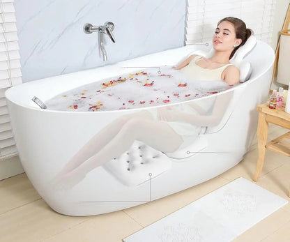 Suction Cup Bath Pillow Mat – 96 Ergonomic Non-Slip Cushion for Head & Back Support, Spa-Like Comfort for Adults