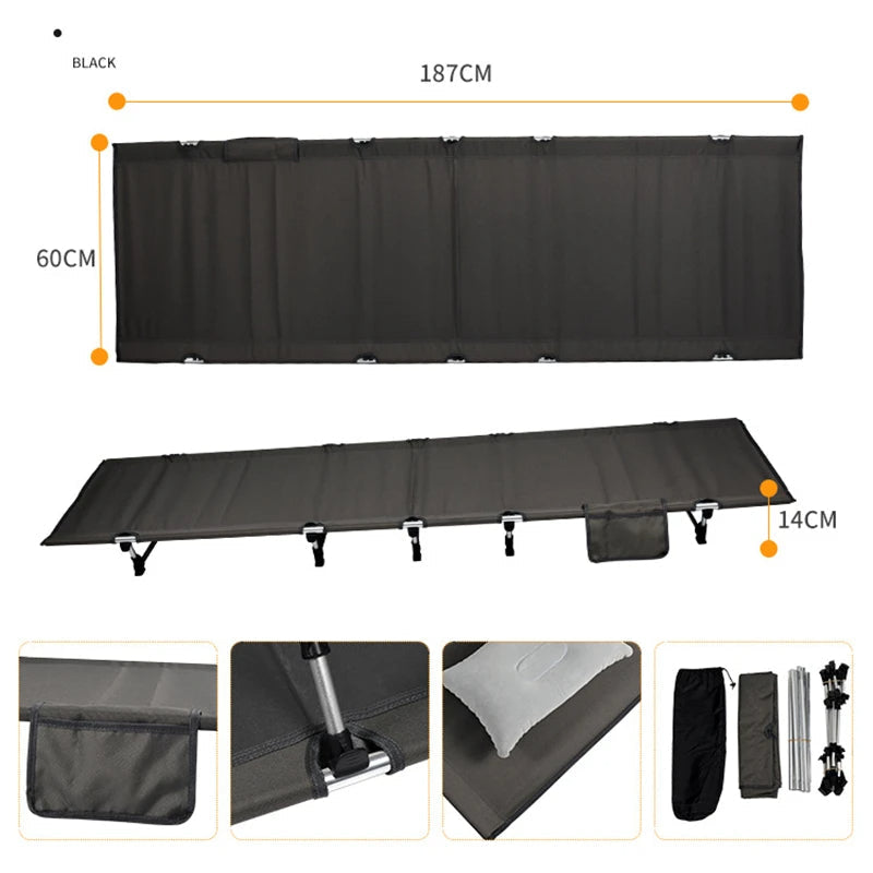 Heavy Duty Foldable Camping Cot - Compact Outdoor Sleeping Bed with 330LB Capacity for Adults, Ideal for Camping & Travel