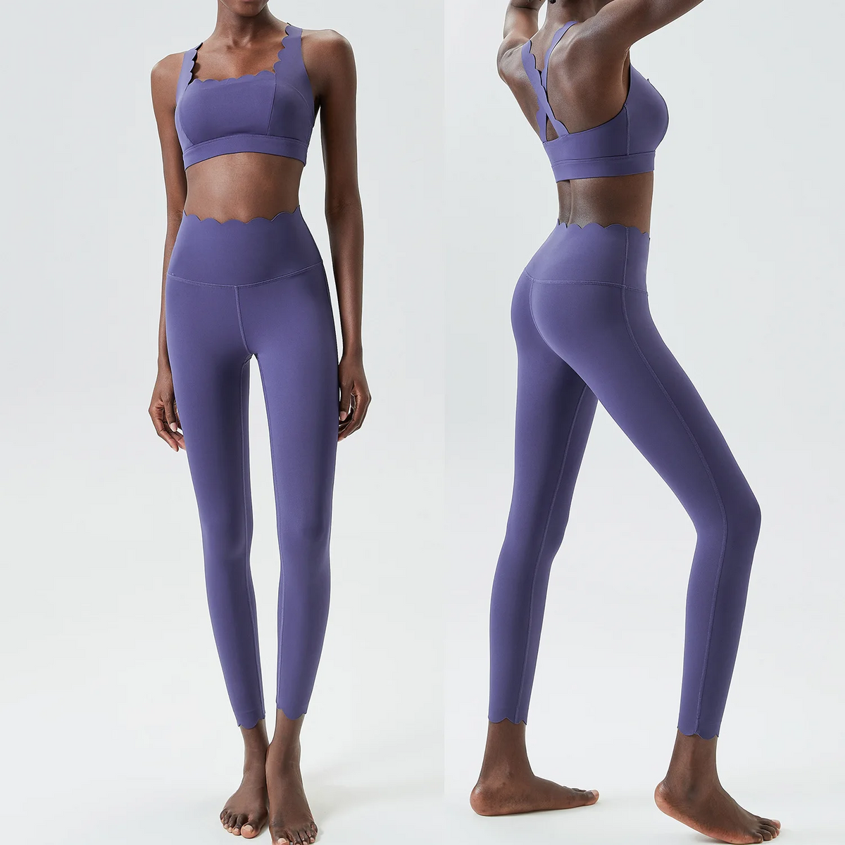 Women’s Solid Color Gym Yoga Set – Breathable Two-Piece Yoga Suit with Stretch Slim Fit Design for Ultimate Comfort and Flexibility