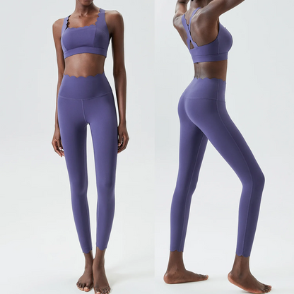 Women’s Solid Color Gym Yoga Set – Breathable Two-Piece Yoga Suit with Stretch Slim Fit Design for Ultimate Comfort and Flexibility