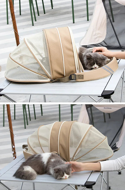 Outdoor Breathable Pet Carrier Backpack – Expandable Mesh Shoulder Bag for Cats & Dogs, Portable Travel Cage for Hiking & Vet Visits