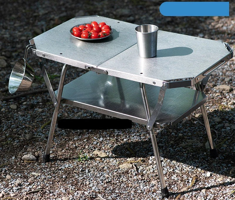 Outdoor Compact Folding Steel Table – Durable Camping BBQ Table for Tactical Outdoor Use, Picnics, and Portable Cooking Setups