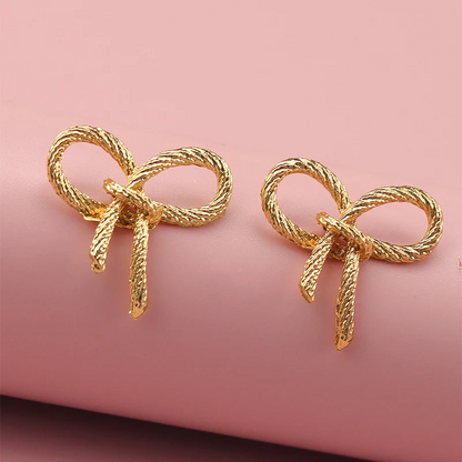 Dainty Bowknot Pearl Stud Earrings – Classic Gold & Silver Daily Wear Jewelry for Elegant Women