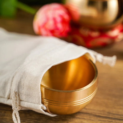 Brass Buddha Singing Bowl - Nepalese Meditation Tool with Leather Stick, Deep Mantra Sounds for Yoga & Spiritual Calm
