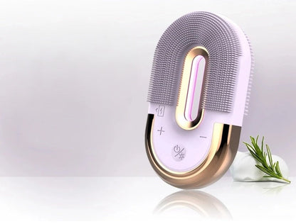 Ultrasonic Electric Facial Cleansing Brush – Silicone Sonic Face Cleaner with EMS and LED Light Therapy for Deep Pore Cleansing and Skin Rejuvenation