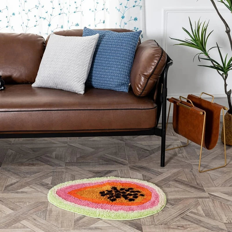 Passion Fruit Shaped Rug - Non-Slip Cartoon Bath Mat for Bathrooms, Kitchens, Bedrooms and Fun Home Decor