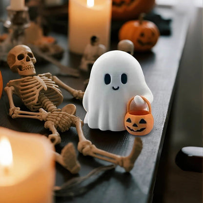 Halloween Trick-or-Treat Ghost Decorations – Cute Tiny Spooky Desk Display Ornaments for Home, Fall Accent, and Unique Gifts