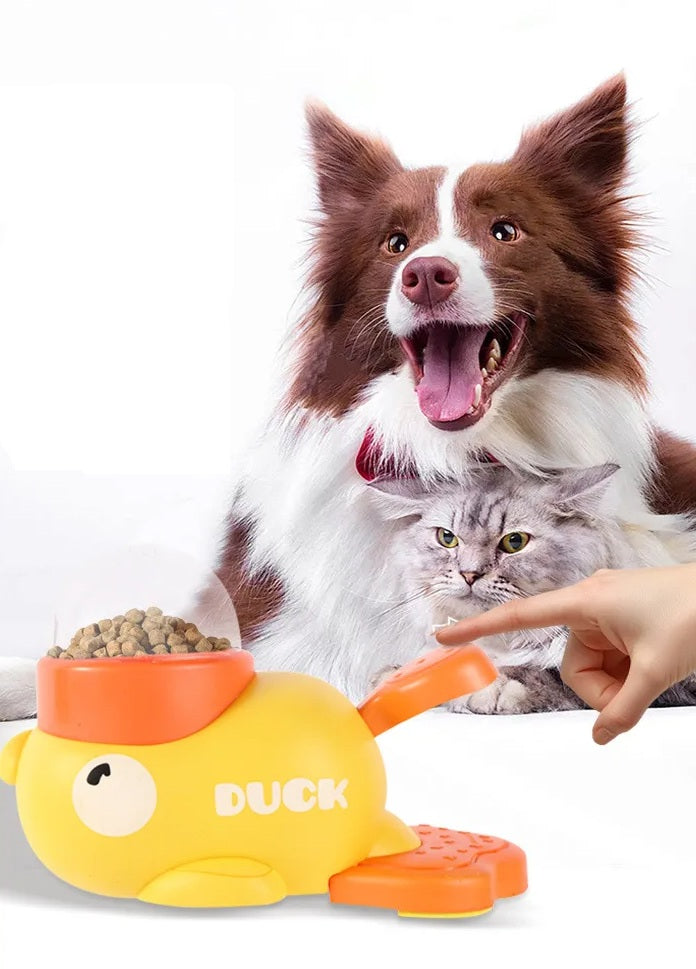 Interactive Duck Shaped Dog Toy – Manual Push-toy with Counting Feature, Durable Educational Plastic for Smart Pet Playtime Fun