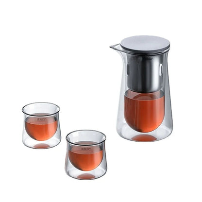 High-End Magnetic Glass Teapot – One-Button Filter, Anti-Scald, Heat-Resistant Cup for Effortless Brewing & Elegant Tea Presentation