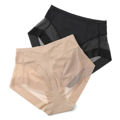 Mid-Waist Breathable Women’s Briefs – Hip-Lifting Transparent Mesh Corset Panties in Ice Silk for All-Day Comfort and Flattering Waistline Support