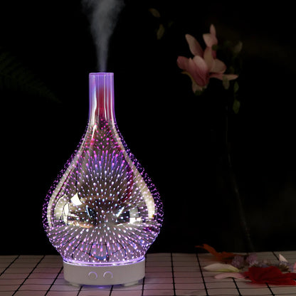 Firework Glass Aroma Diffuser – 3D Ultrasonic Humidifier with 7 LED Lights & Essential Oil Nebulizer
