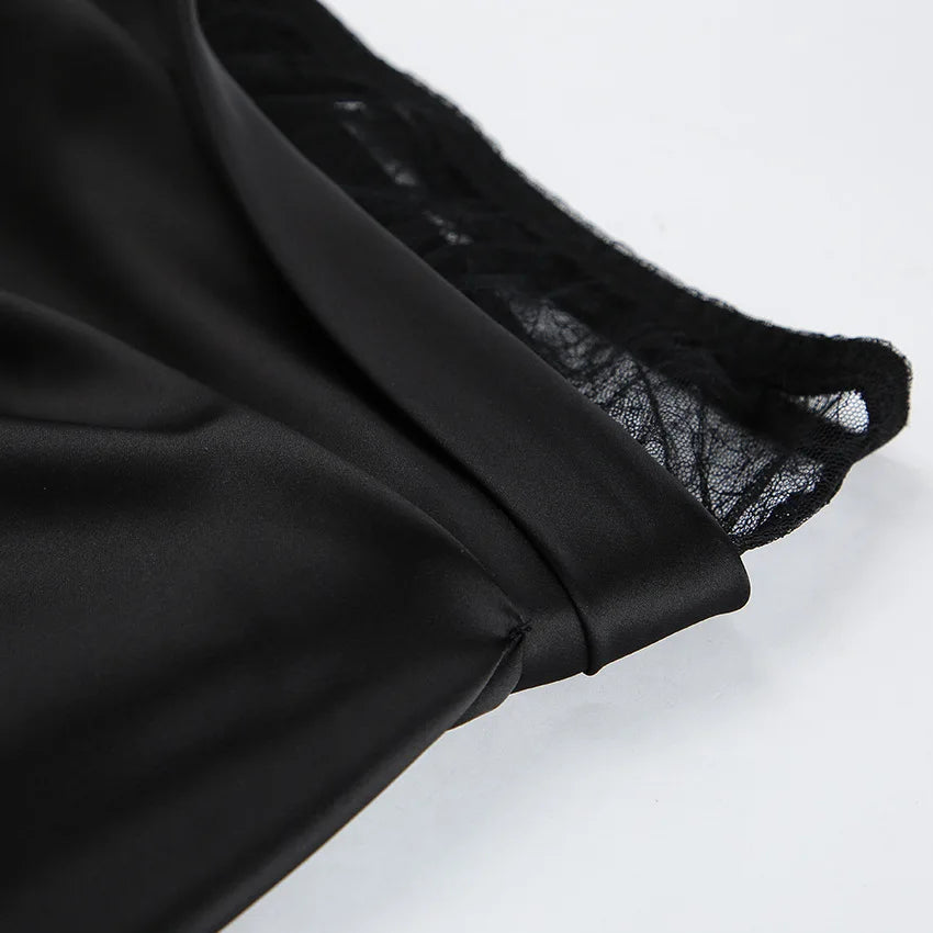 Women’s Black Lace Skirt – Asymmetrical A-Line Design with Fashionable Layered Splicing & Chic Modern Appeal