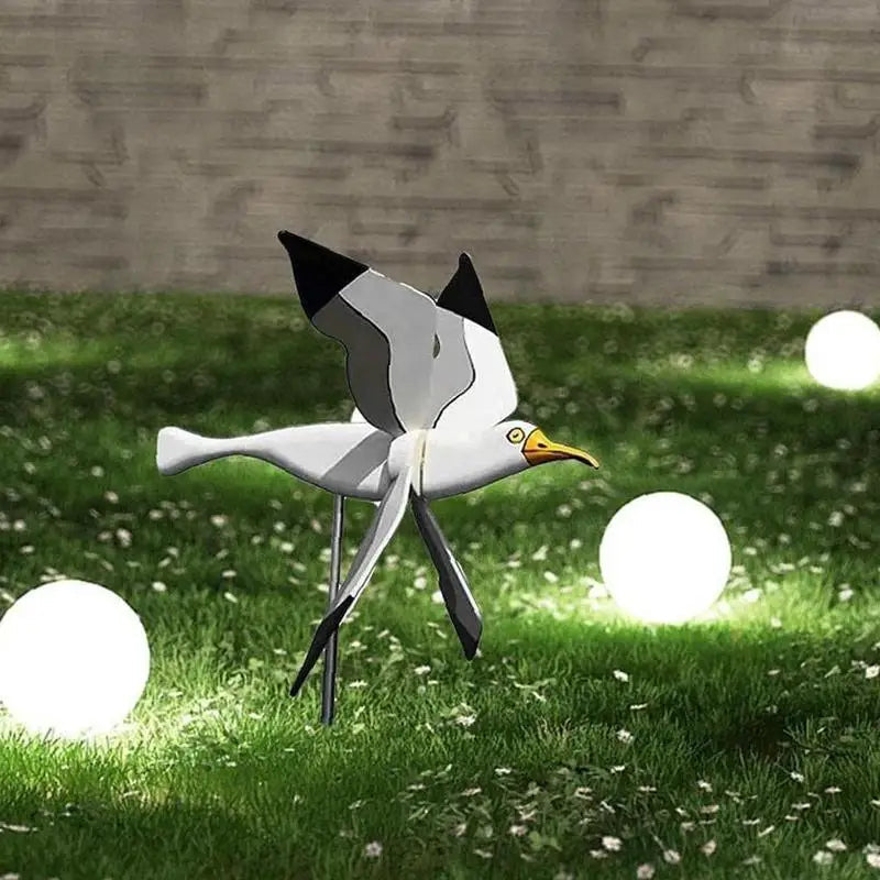 Seagull Windmill Garden Ornament – Flying Bird Wind Spinner Decor for Outdoor Lawn, Patio, and Yard Decoration