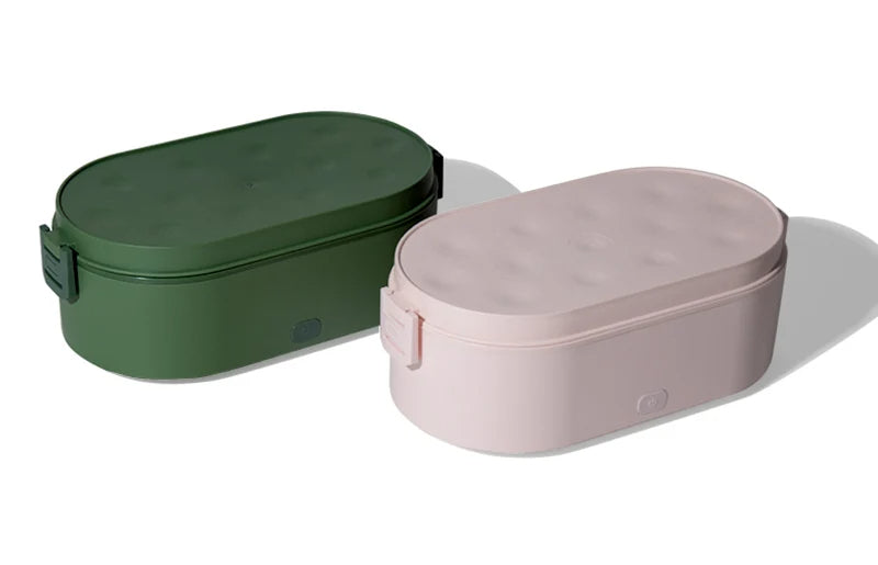 USB Heated Lunch Box – Portable Electric Food Warmer for Car & Office, 2 Stainless Steel Bowls