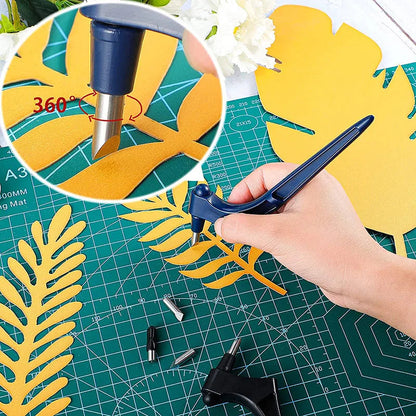 Rotating Craft Cutting Tool Set –360 Degree Precision Carving Knife with Replacement Blades for DIY, Scrapbooking & Stencils
