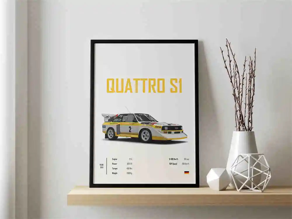 Retro German Supercar Poster Set – Pop Aesthetic Canvas Wall Art Featuring M8, M4, R8, RS6 for Garage or Home Decor