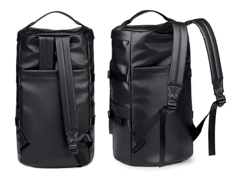 Gym Travel Backpack for Men & Women – Faux Leather Duffel Shoulder Bag, Durable Outdoor Sports and Fitness Weekender Gear
