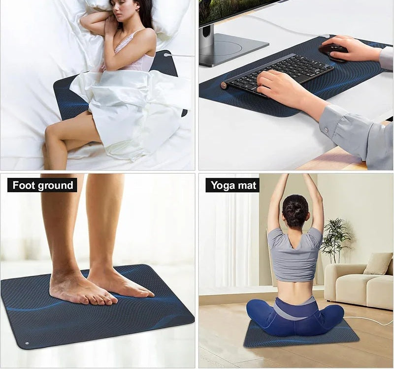 Earth Moon Grounding Energy Pad – Conductive Carbon Mat for Yoga, Static Reduction, Relaxation, and Inflammation Relief with Storage Bag