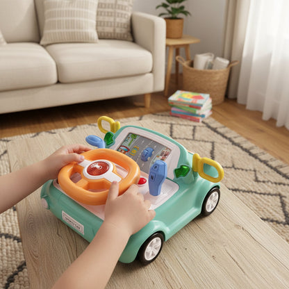Electric Steering  Kids Driving Simulator Toy - Wheel Copilot Learning Toy for Strollers, Cars and Early Education Fun