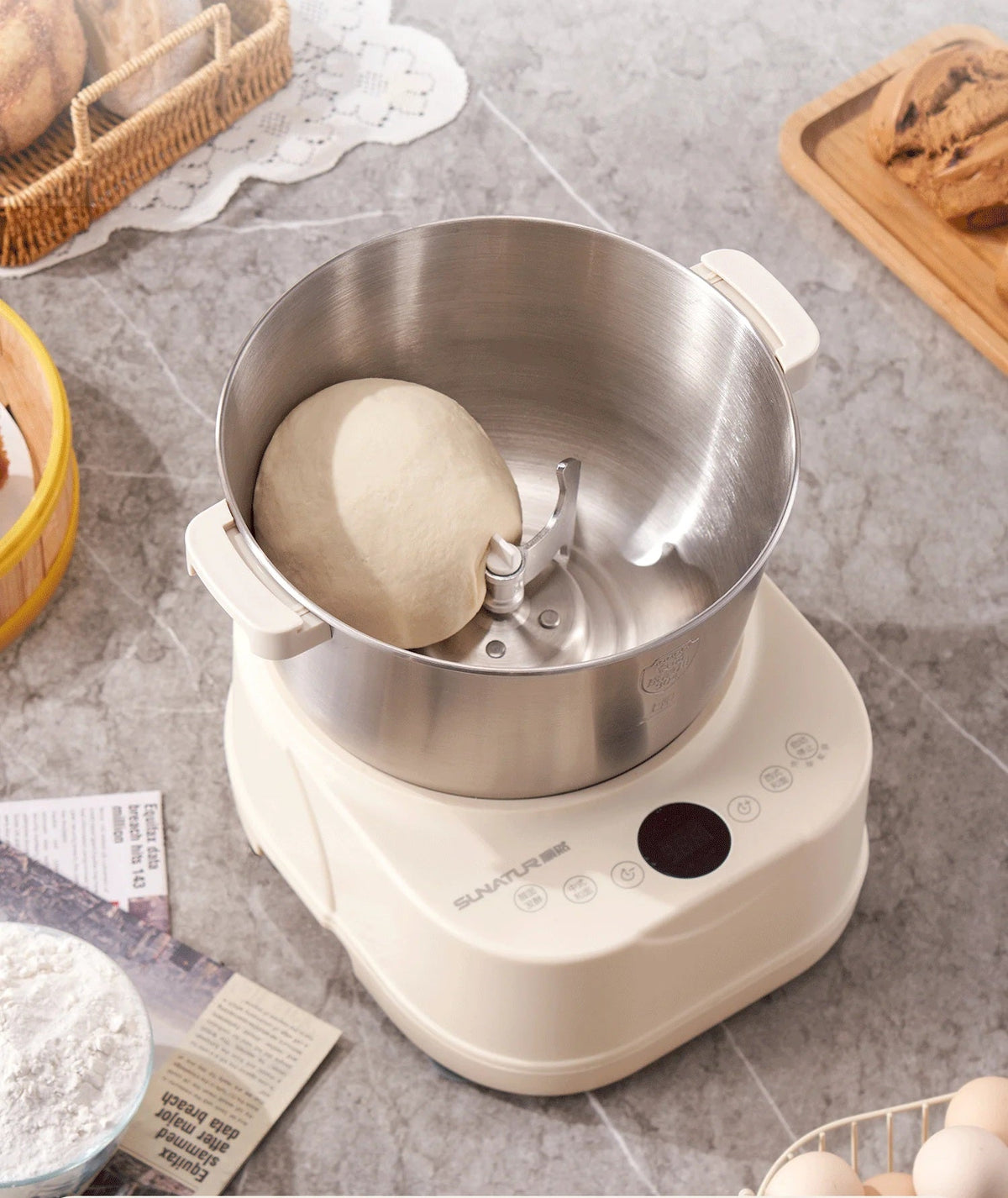 Electric Dough Mixer 5L/7L – Powerful Kitchen Stand Mixer with Fermentation Timing Function and Egg White Whipper for Home Baking