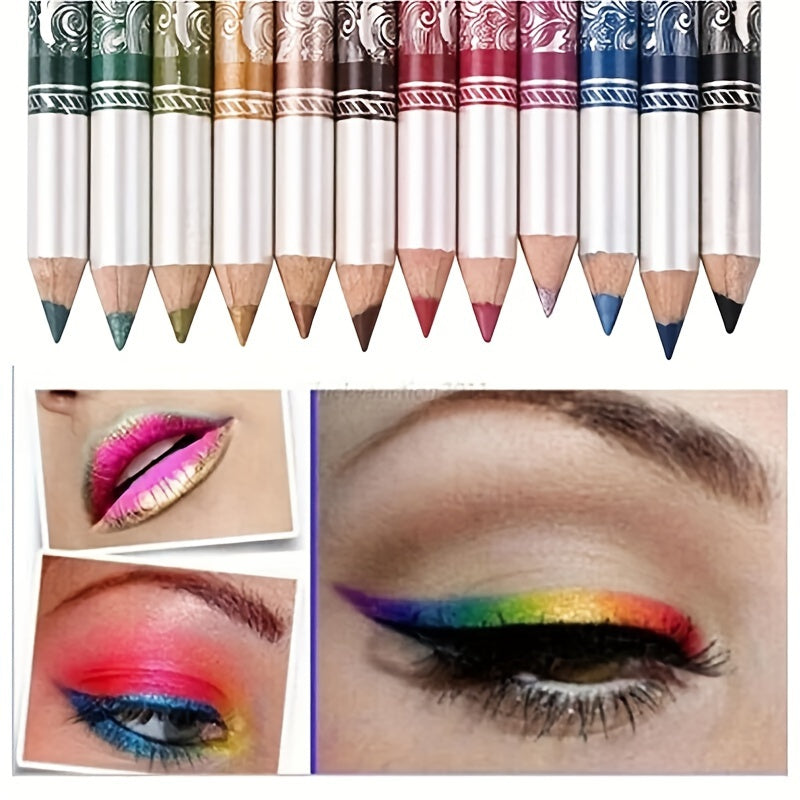 Multi-Purpose Eyeliner Pencil Set – 12Pcs Smooth Gel Texture Works as Lip Liner, Eyeshadow Stick, or Long-Lasting Eye Makeup Tool
