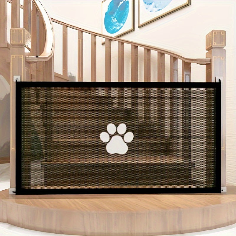 Portable Folding Pet Safety Gate – Durable Mesh Barrier for Dogs and Puppies, Easy Installation, Compact Storage, and Space-Saving Design
