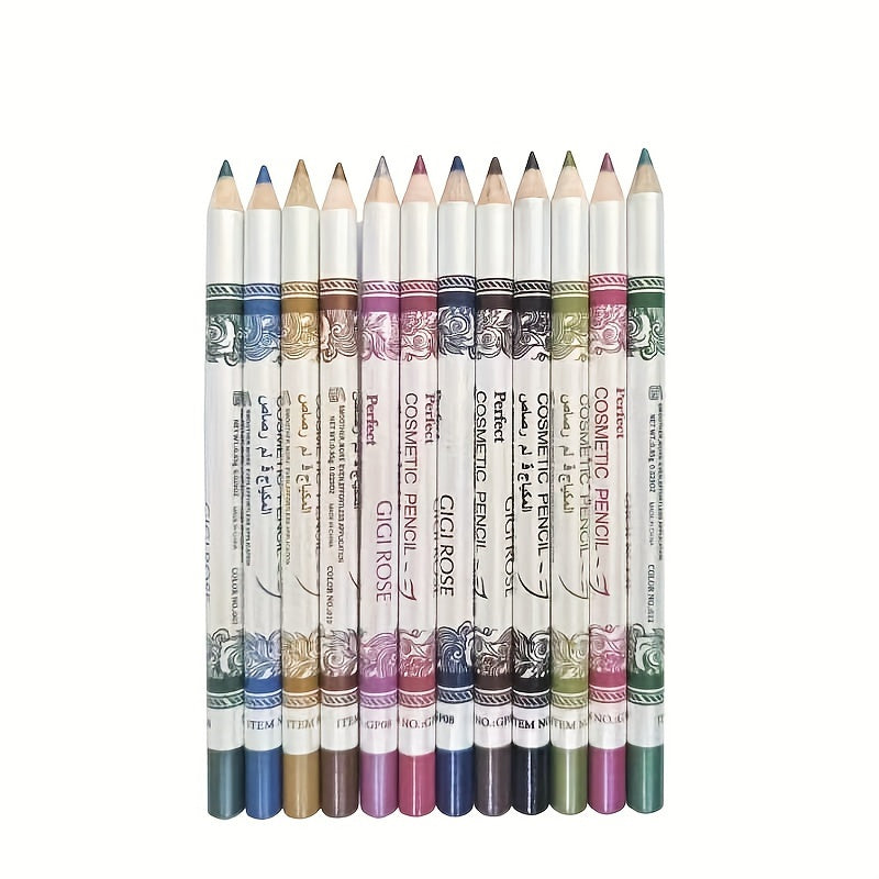 Multi-Purpose Eyeliner Pencil Set – 12Pcs Smooth Gel Texture Works as Lip Liner, Eyeshadow Stick, or Long-Lasting Eye Makeup Tool