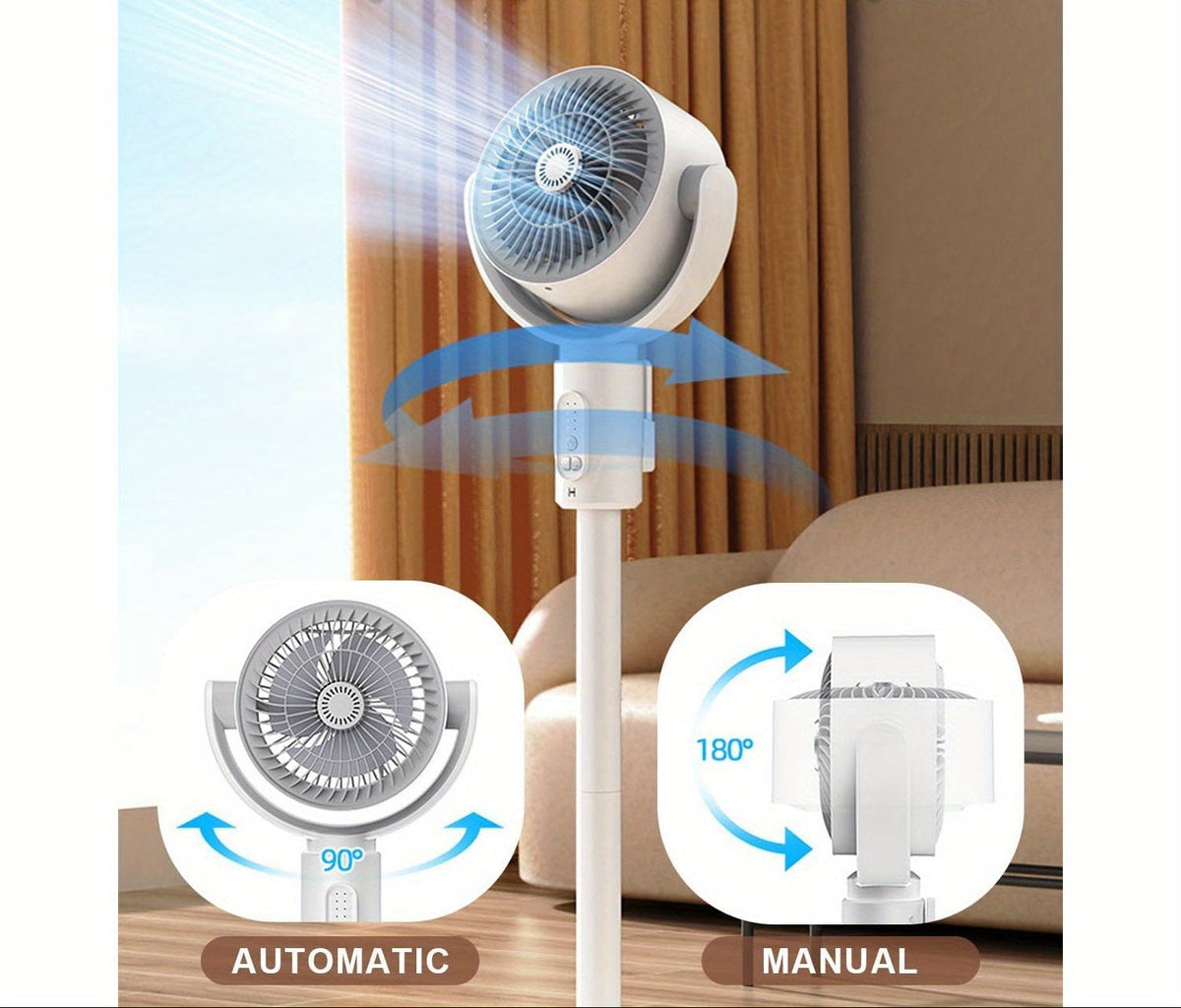USB Air Circulator Fan – Quiet Adjustable-Height Cooling Fan with Remote, 5 Speeds & Timer for Home, Office and Dorm Comfort