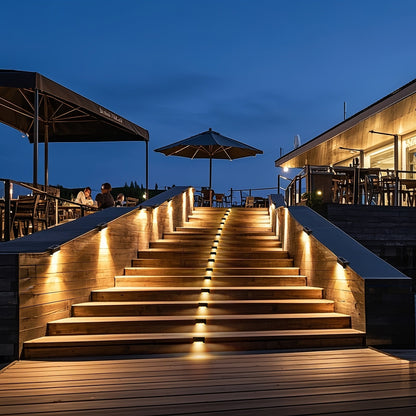 Outdoor Stair & Pathway Solar LED Deck Lights – 16pcs Lighting System with Auto On/Off, 12-Hour Runtime, Warm White Glow & Easy Installation for Homes, Hotels, Malls & Commercial Spaces