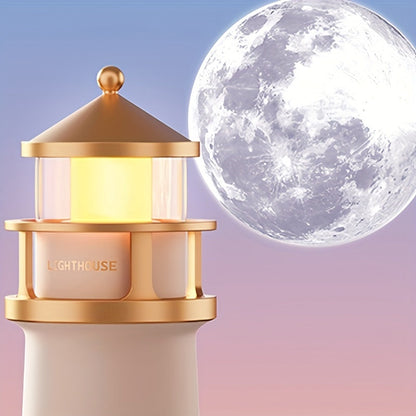 Lighthouse Night Light – Projection Moon Lamp with Human Motion Sensor, Adjustable Brightness, and Decorative Design for Home and Bedroom