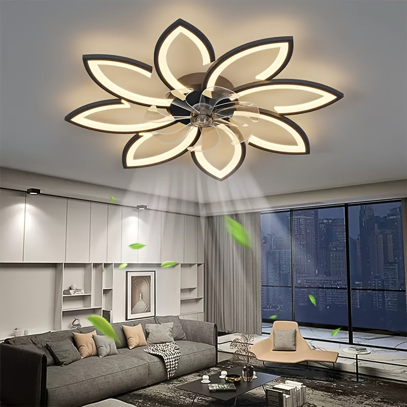 Modern LED Ceiling Fan Light – Quiet Motor, Remote Control, Adjustable Brightness & Stylish Black Iron Design