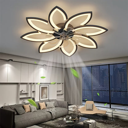 Modern LED Ceiling Fan Light – Quiet Motor, Remote Control, Adjustable Brightness & Stylish Black Iron Design