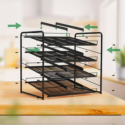 Adjustable Large Metal Can Rack Organizer – Multi-Tier Pantry Shelf for 84 Cans, Space-Saving Kitchen Cabinet Storage with Custom Dividers