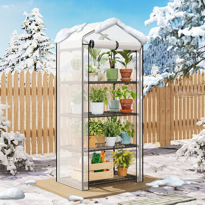 Portable Outdoor Tomato Greenhouse with Wheels – Roll-Up Door, 3-Tier Shelves for Plants, Flowers & Winter Weather Protection