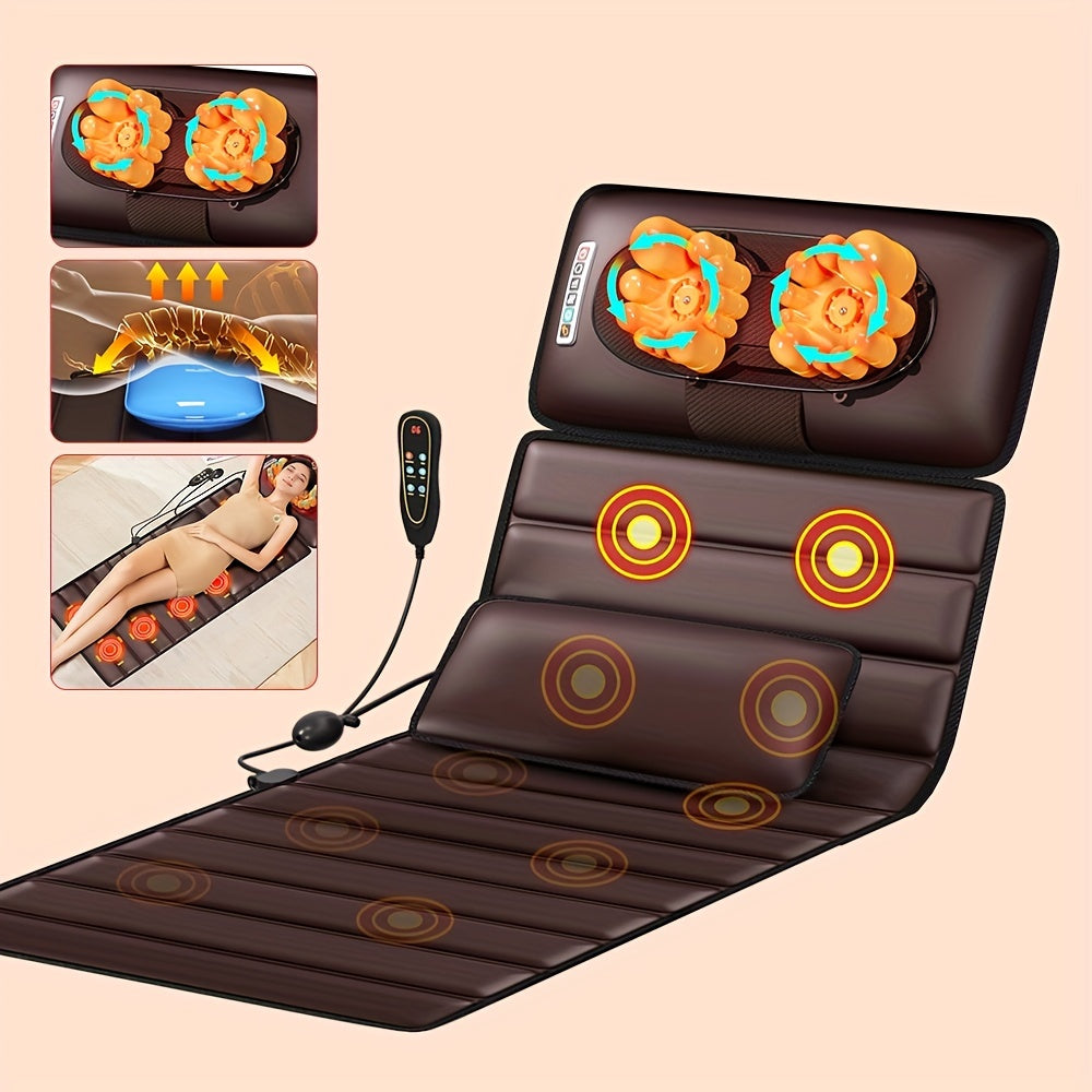 Full Body Vibrating Massage Mat with Heating Pad – 10 Nodes Multi-Zone Relaxation Mat with Heat, Soothing Vibrations, and Adjustable Settings for Daily Stress Relief