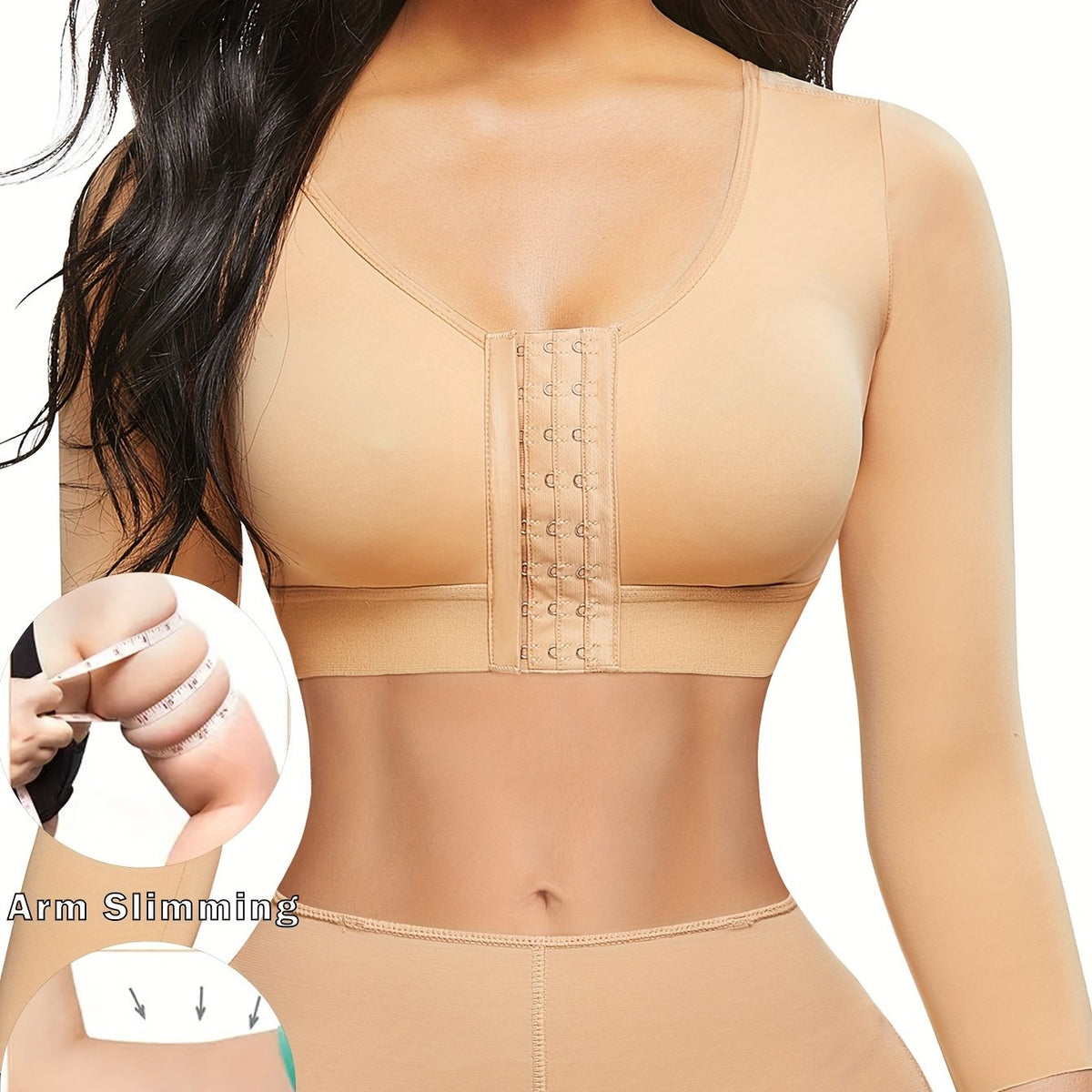 Women’s Long Sleeve Compression Top – Post-Surgery Arm Slimmer Push-Up Shapewear for Support, Lift, and Sculpted Silhouette